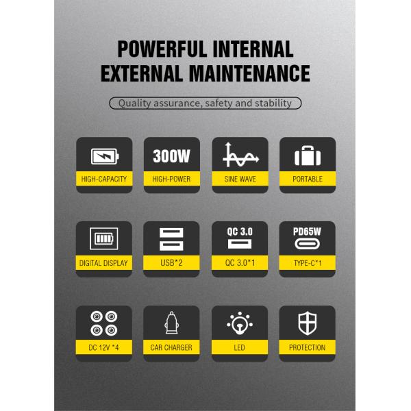 Lightweight Emergency Portable Power Station Rechargeable Generator 300W 296wh