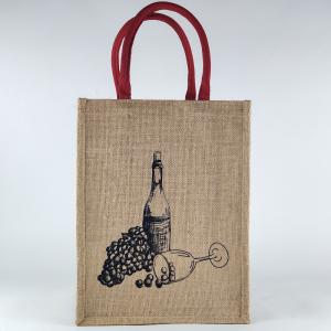 China Promotional Customized Gift Logo Printed Jute Wine Bags on sale