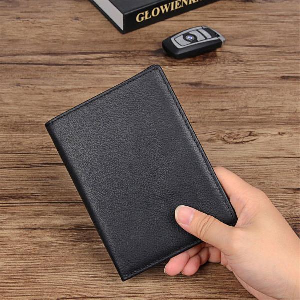 Fashionable Genuine Leather Passport Cover Bifold Wallet with RFID Blocking Cowhide