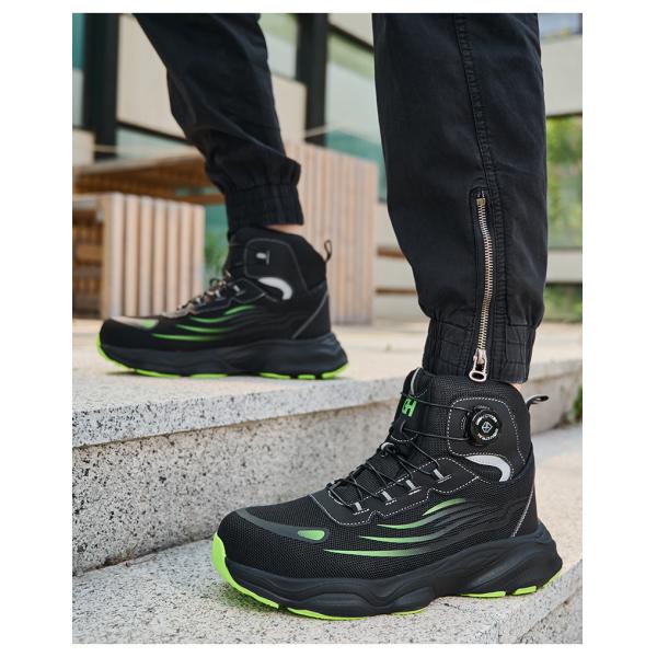 Black / Gray Fly Weave Safety Boots With Kevlar Midsole And Air Cushion Sole For Comfortable Work