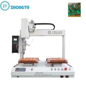 China Hot Pressing Bar Single Platform Desktop Robot 4 Axis Pcb Automatic Soldering Machine with AC 220V 50Hz Power Supply on sale