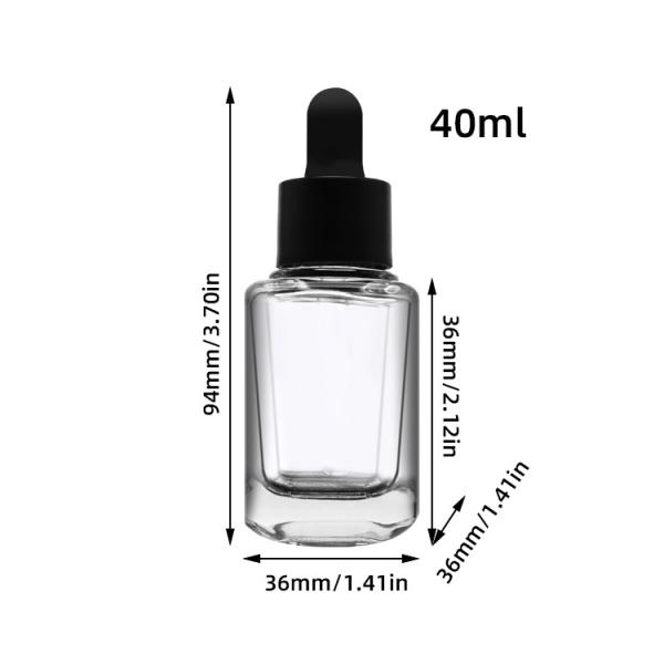 40ml 60ml Serum Dropper Bottles Glass clear Serum Bottles With Screw Cap