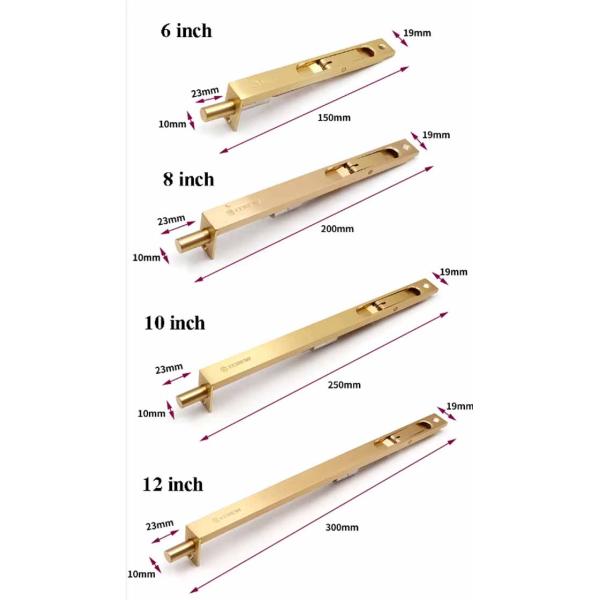 Hidden Copper Flush Bolt Latch Door Lock Locking Function And Satin Nickel Finish For Security Guard