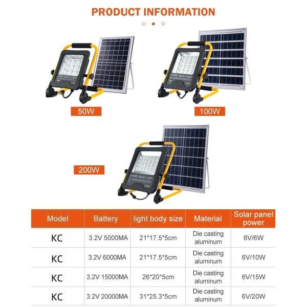 Brightest Ip 66 Exterior 50w 100w 200w Garden Outdoor Solar Led Flood Light Lamp for 6V Input Voltage SMD3030 LED Light Source