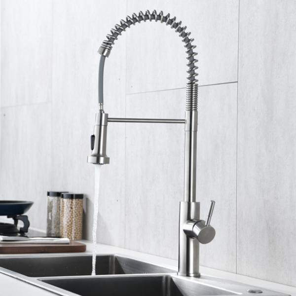 IPX5 Spring Coil Kitchen Faucet Kitchen Mixer Tap With Extendable Spray
