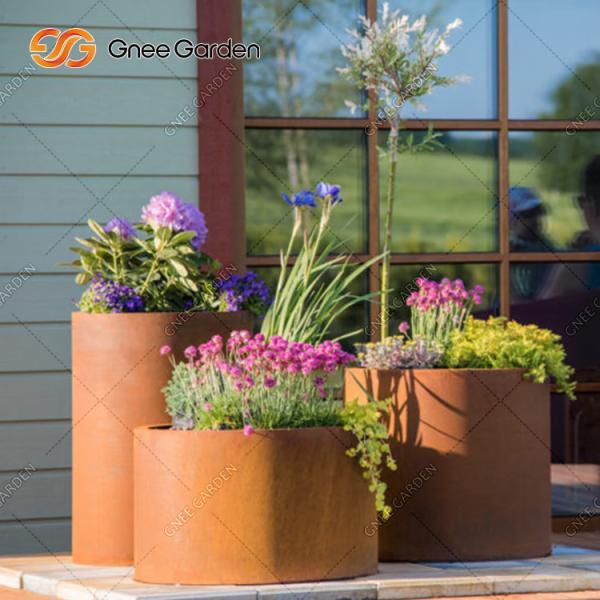 Quality Gnee Garden Rectangular Custom Steel Planter Boxes With SGS Certification for sale