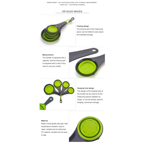 Collapsible Silicone Measuring Cups And Spoon Set