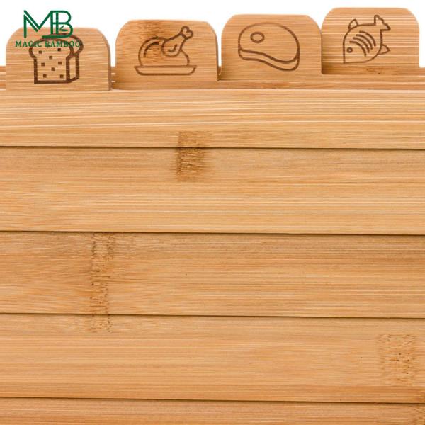 Bamboo cutting board set 4 coded with stand