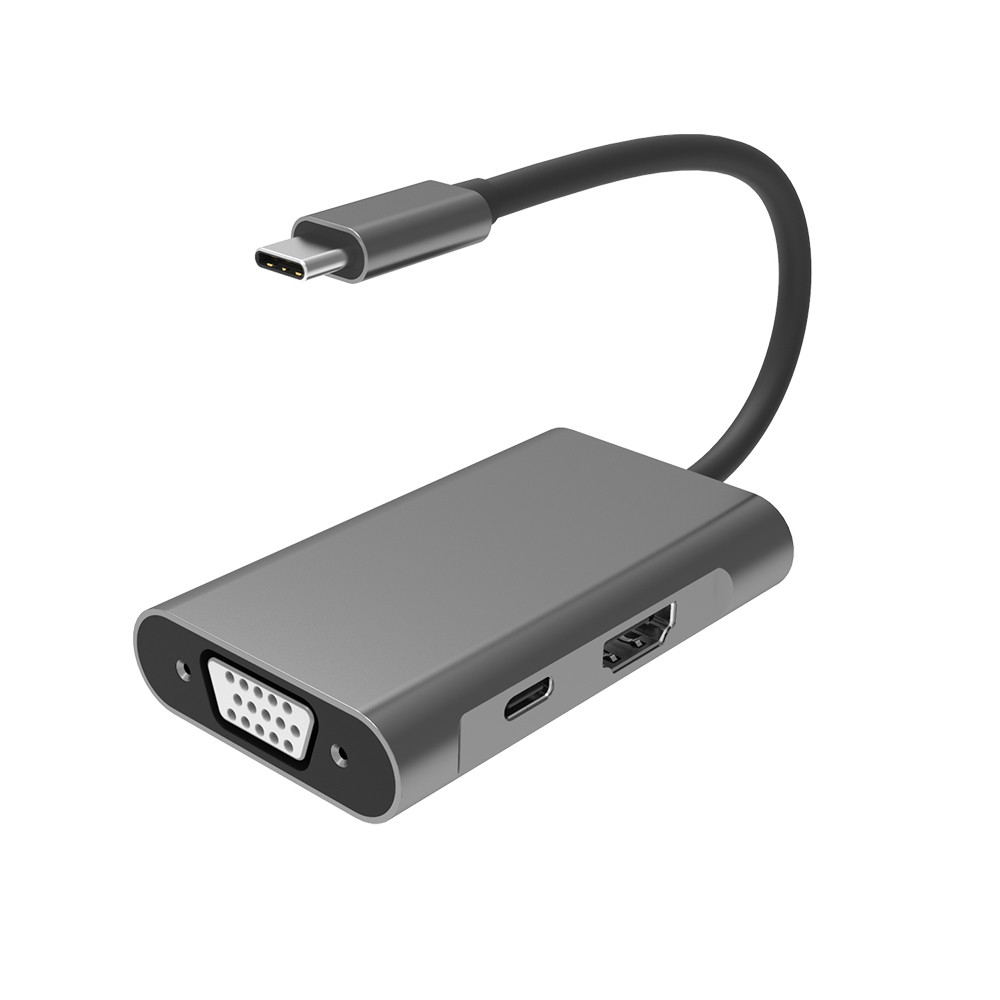 China Multifunctional Aluminum Type C Hub Adapter With USB3.0 HDMI VGA PD2.0 Charging Port on sale