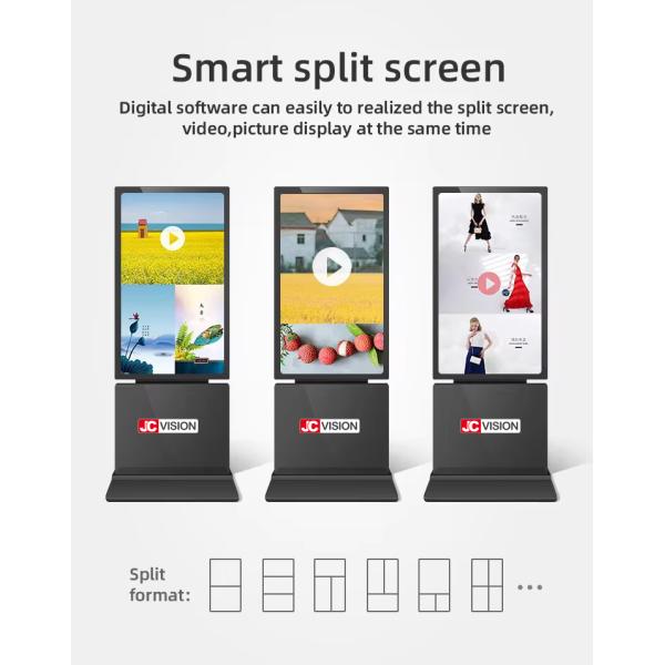 JCVISION Android 128GB Digital Signage Display Floor Stand & Ceiling Hanging Design