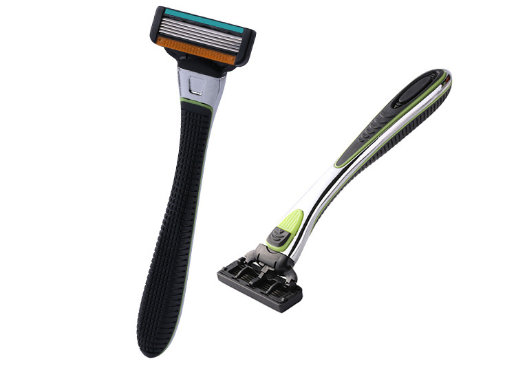 High Polished Five Blade Razor With Chrome Coated Handle L - Shaped Black