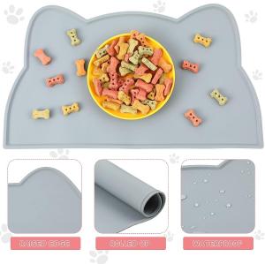 China Nonslip Odorless Silicone Pet Suppliers Food Mat Waterproof Gray Color wholesale