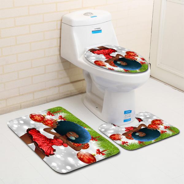 Quality Polyester Cartoon Toilet Lid Cover And Rug Set OEM ODM for sale
