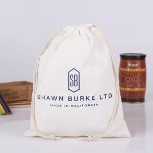 China Small Cotton Muslin Drawstring Bags / White Promotional Drawstring Bags on sale