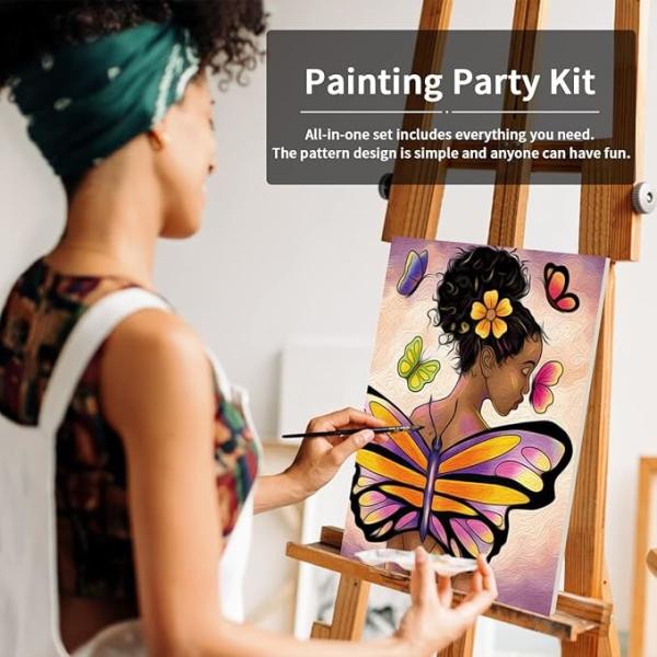 Butterfly Girl Cotton Pre Drawn Painting Canvas Kits For Adult Valentine Gifts