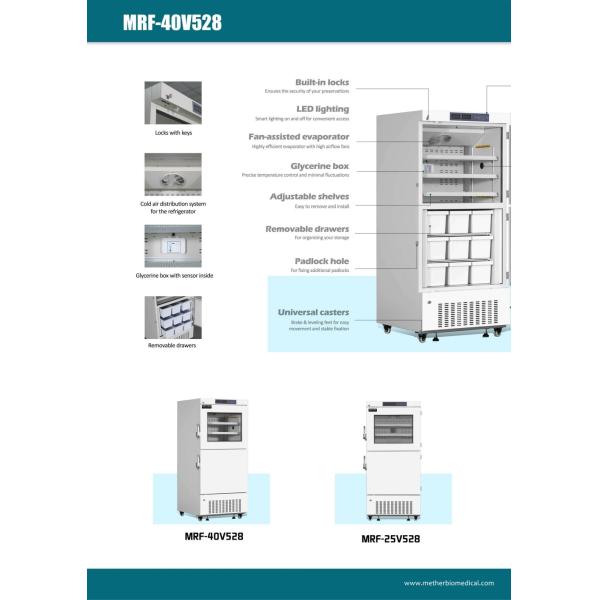 368L Laboratory Refrigerator Freezer Combo Dual-Zone Medical Cold Storage Unit