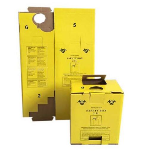 2.5L Safety box, Disposable Medical Cardboard Safety Box, Safety Box For Syringe,Needles and sharps, 2.5 Liters