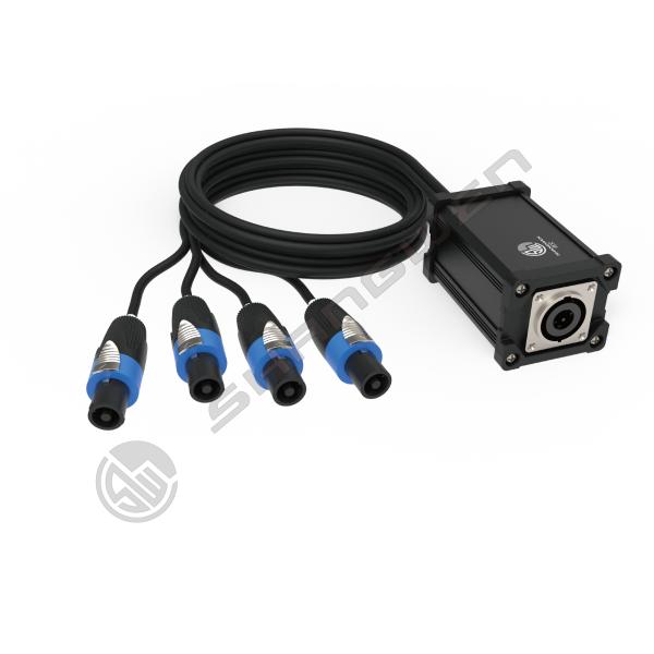 4 Channel 4 Pin Female Connector Electrical Glass Reinforced OEM OFC Loud Speaker Cable with Speakon Junction Box
