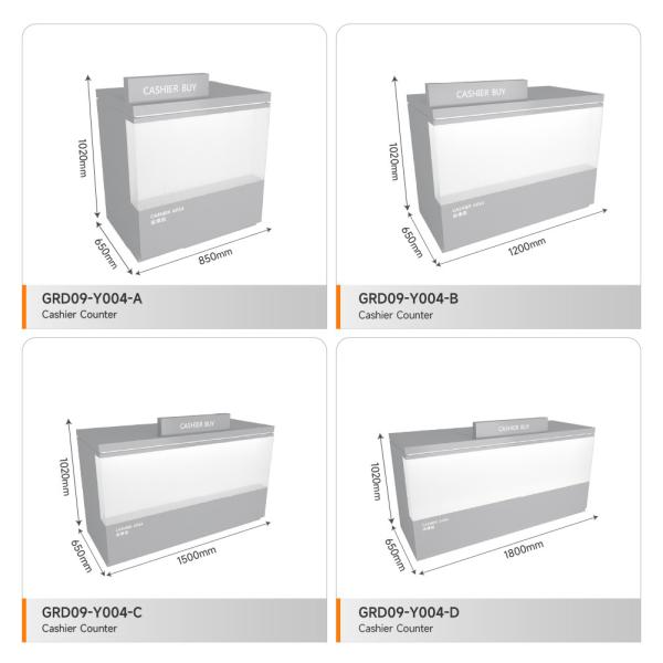 Retail Display Counter Grey Wooden Cash Register With Light Box For Retail Store Display And Compact Shop Rack