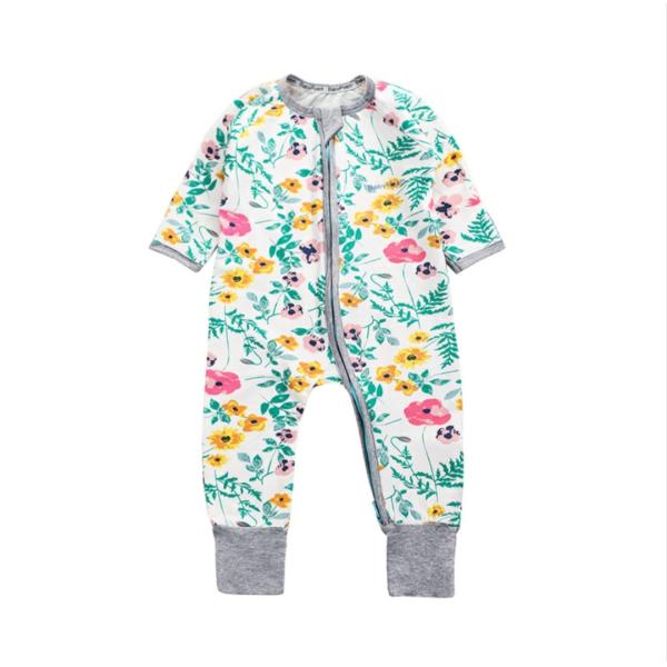 Design Baby Romper Onesie with Zipper Closure 95% Cotton and 5% Elastane Full Print