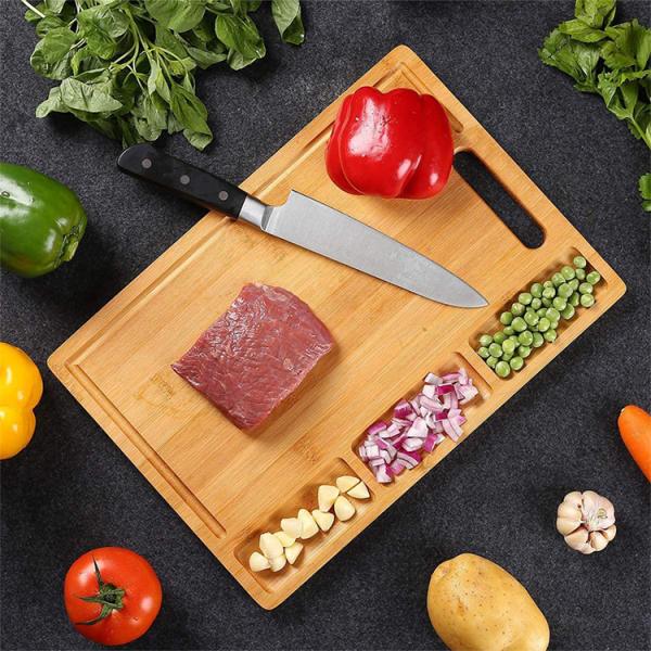 Customized Rectangle Bamboo Cutting Board with Container For Kitchen CE / EU Approved