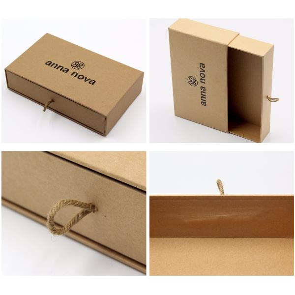 Brown Kraft Chipboard Gift Boxes 5x7 Drawer Recycled Paper Branded Name Printing
