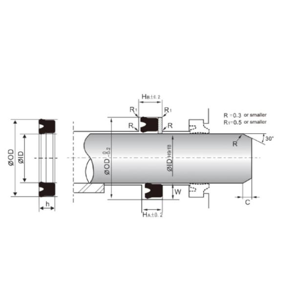 High Temp Resistant Hydraulic Cylinder Seals Brown U Shaped O Ring FKM USH Packing