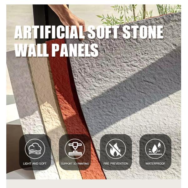 Durable MCM Porcelain Clay Sheets Flexible Soft Stone Veneer Panels For Wall Cladding