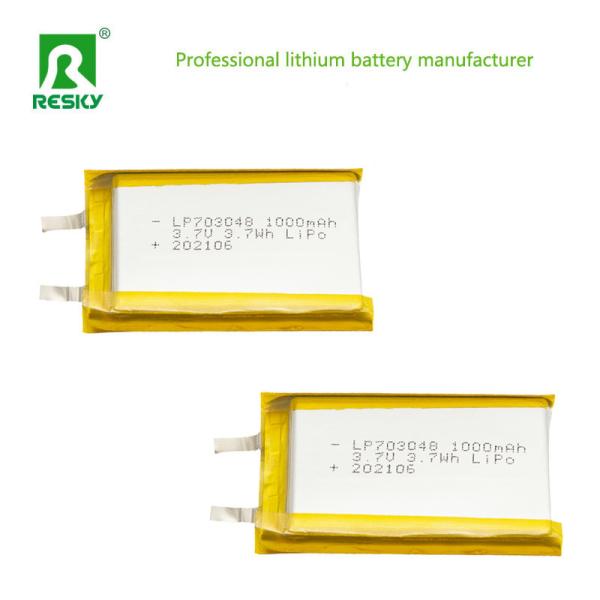Power Lithium Ion Cell 703048 3.7v 1000mAh 3.7wh Rechargeable Lithium Li-Ion Polymer Battery