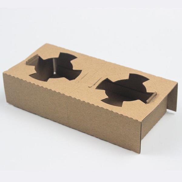 Disposable Biodegradable Paper Tableware Custom Logo Printed 2-Compartment Cup Holder for Coffee Juice Milk Tea Takeaway