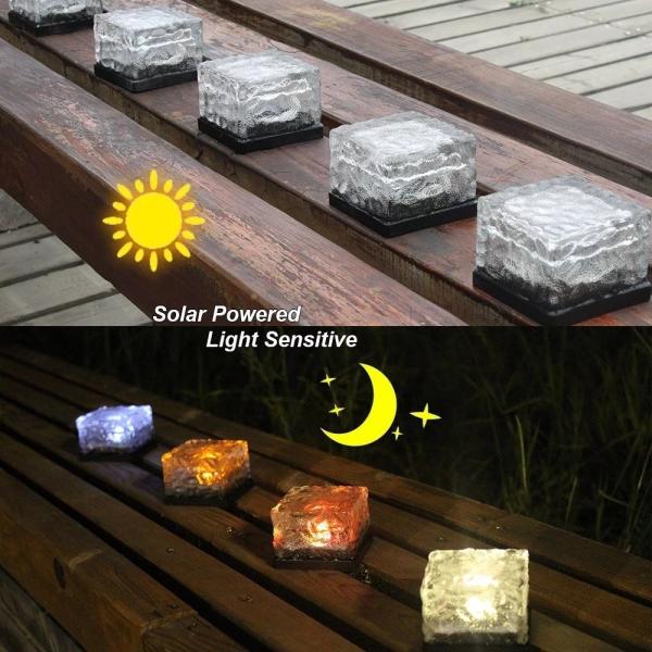 Environmental Friendly Solar Powered LED Ground Lights Creative Cube Rock Stone Shape