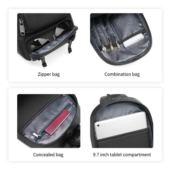 Travel One Shoulder Backpack Mens Sling Bag Preppy Style Dismountable