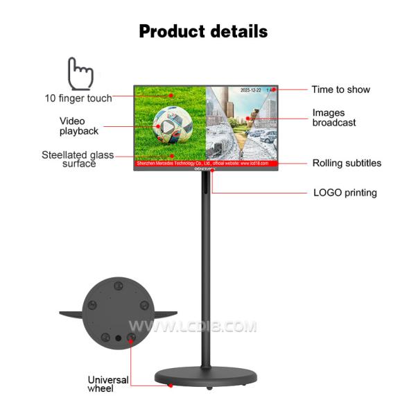 Movable Battery Powered Touch Screen Digital Signage 24 27 32 Smart Tv Monitor