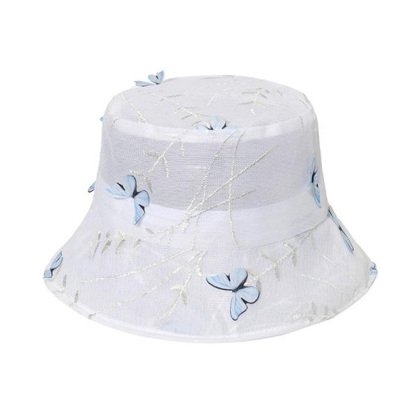 Summer Butterfly Lace Fisherman Hat Mesh Breathable Bucket Hat for women