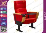 Red Fabric Cover Stadium Theatre Seating Chairs With Drink Holder / Folded Movie