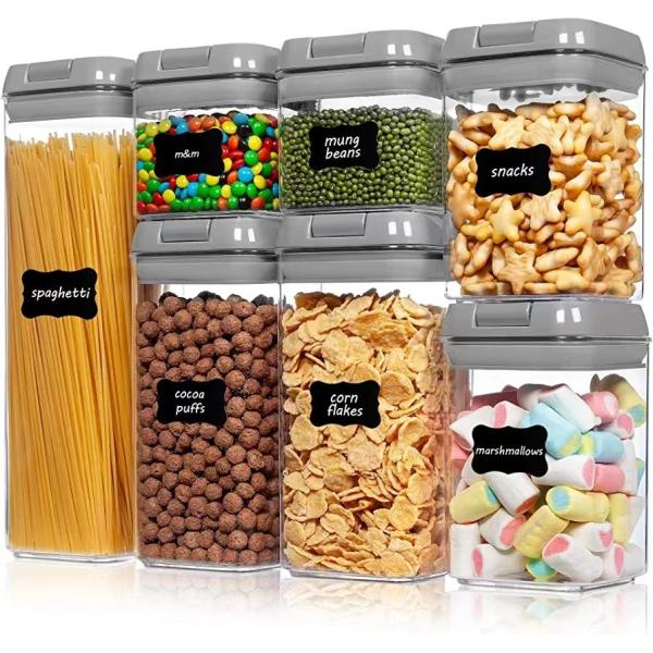 7 Pieces BPA Free Airtight Food Storage Containers Plastic Cereal Containers with Easy Lock Lids