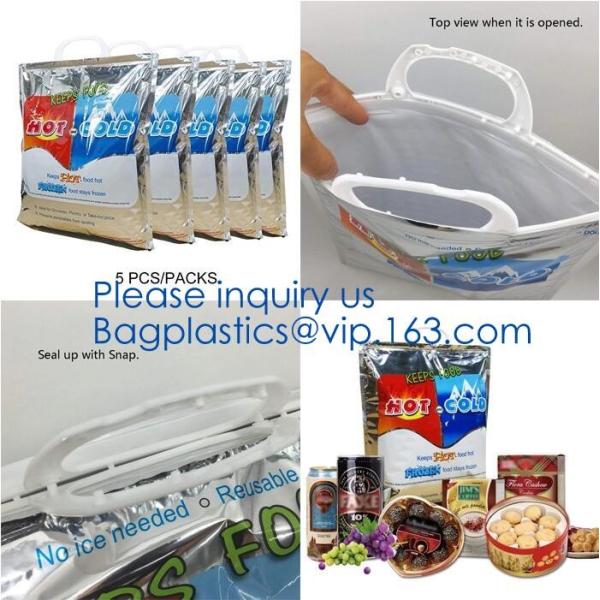 Custom Packing Aluminum Foil Zip-Lock Grocery Handle Thermal Insulation Cooler Bag For Outdoors,Promotional Insulated La