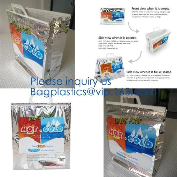 Custom Packing Aluminum Foil Zip-Lock Grocery Handle Thermal Insulation Cooler Bag For Outdoors,Promotional Insulated La
