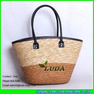 China LUDA designer leather handbags nice wheat straw oversized handbags on sale
