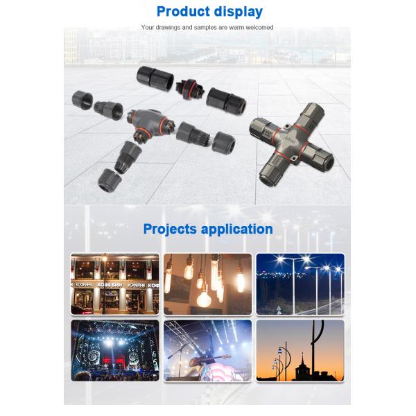 T Type Outdoor IP68 Wire Connector 2 Pin Screw Locking For Connecting Cable