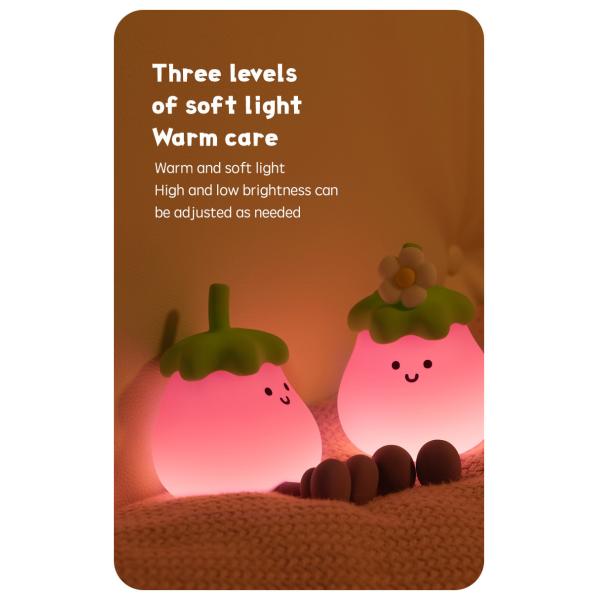 2025 Hot Sale Led Battery Usb Powered Eggplant Night Lights Kids Lamp For Home Decoration Holiday Lighting Night Lights For Gift