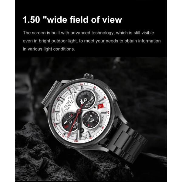 Dynamic Double Straps Outdoorsman Smart Watch 1.5" Round With Earbuds Rose Gold