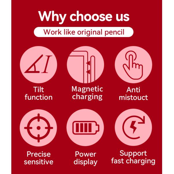 Magnetic Active Stylus Pencil Wireless Charging Bluetooth 4.2 For Ipad