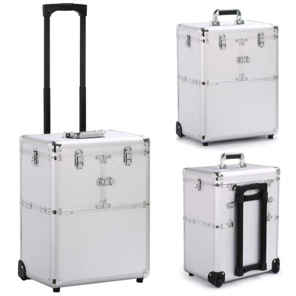 Pull - Out Wheeler Makeup Trolley Case Easy To Move With Inner Velvet Lining