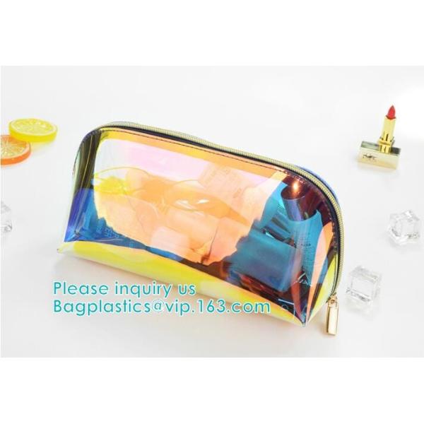 Holographic Color Bag Neon Bag Clear Pvc Cosmetic Make Up Bag in Rainbow,holographic Zip lockkk bagholographic laser handy