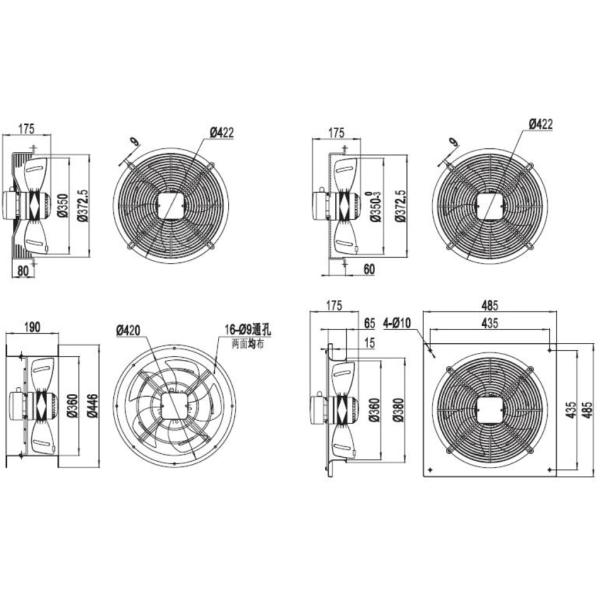 13.8 Inch Small AC Fans / 350mm 380V AC Motor Fan / AC Exhaust Fan