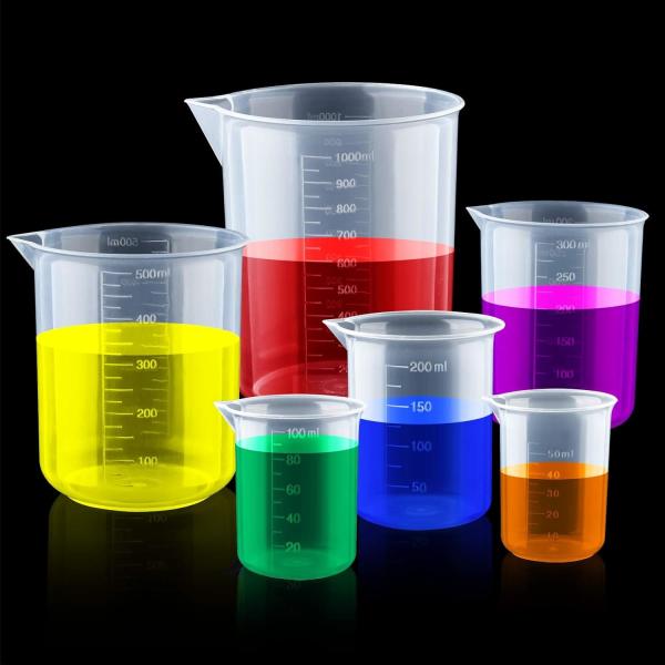 Plastic Beakers Plastic Graduated Cups Clear Multipurpose Measuring Cups Epoxy Mixing Cups, Liquid Container Beakers