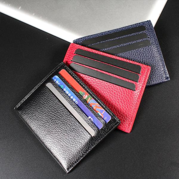 Low MOQ Mix Models Custom Logo Soft Leather Simple Pebbled Leather Credit Card Holder