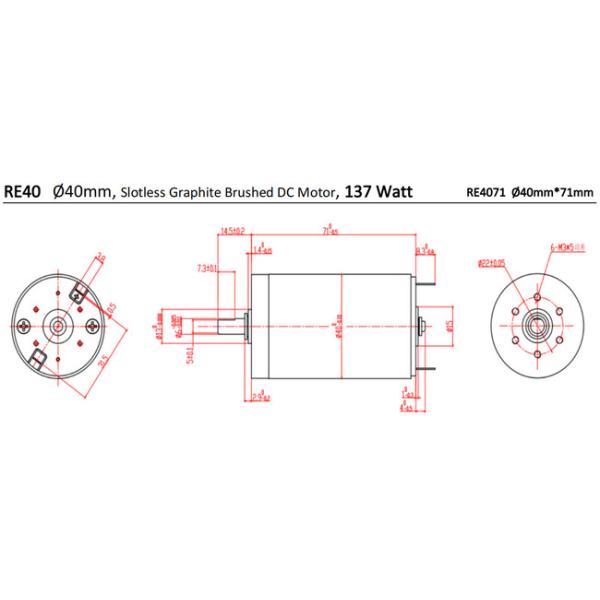 Custom Brushed DC Motor 40mm 137 Watt 7000rpm 9V Brushed Coreless Motor