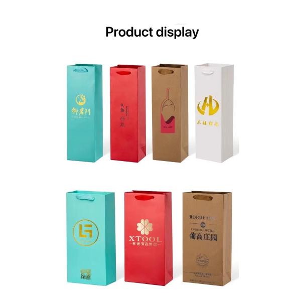 157gsm Insulated Washable Brown Paper Wine Bags Die Cut Handle